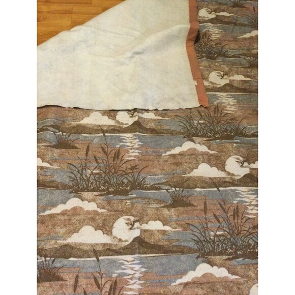 Vintage Throw Blanket Satin Edge Trim Nature Lake Pond Mountains Water Made USA - Picture 4 of 7